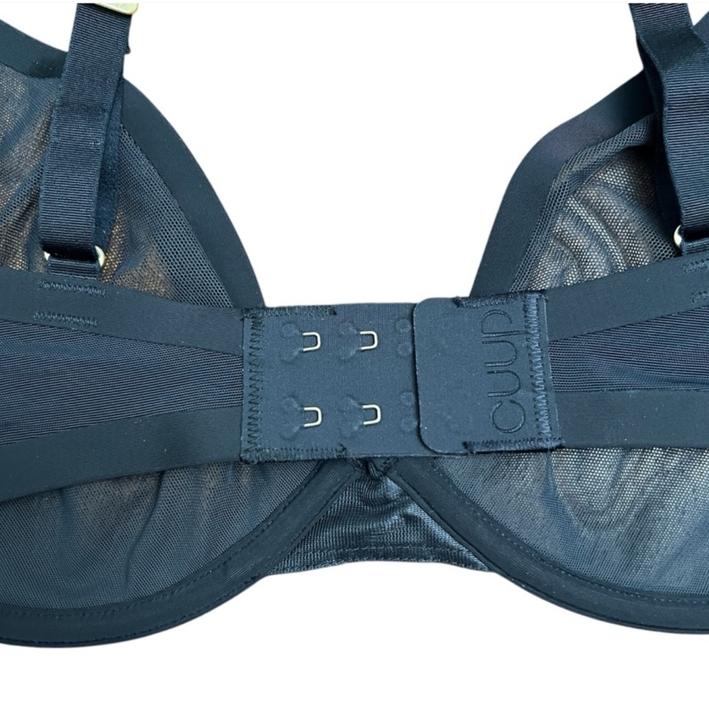 CUUP The Plunge Underwire Bra Black 36F 36DDD Sheer Mesh NWOT - Picture 6 of 7